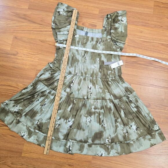 Anthropologie Dress Womens Size M Flutter Sleeve Square neck Mini Pleated NEW - Picture 13 of 13